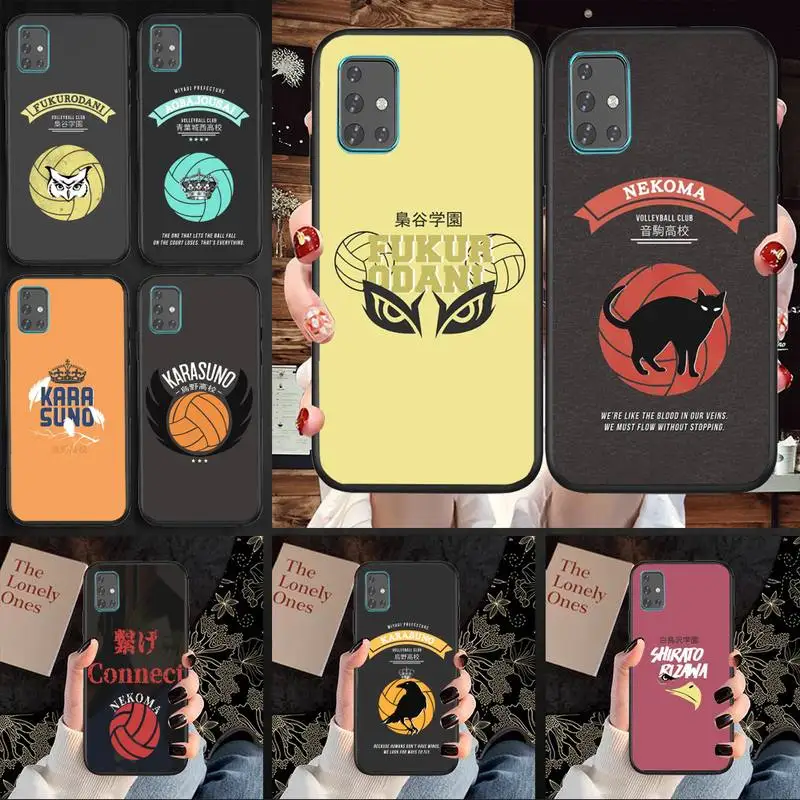 

Haikyuu Karasuno Nekoma Crest Phone Case TPU For Samsung S6 S7 S8 S9 S10 Plus S20 S21 S30Ultrs Fundas Cover