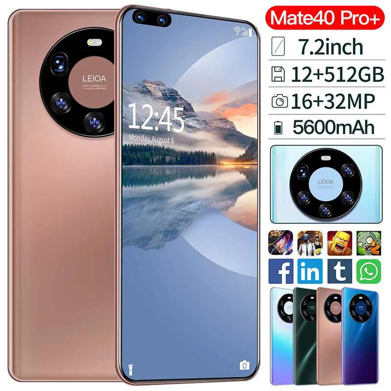 Глобальная версия Mate40Pro + телефон 7 2 дюймовым HD монитором под управлением 4G/ 5G