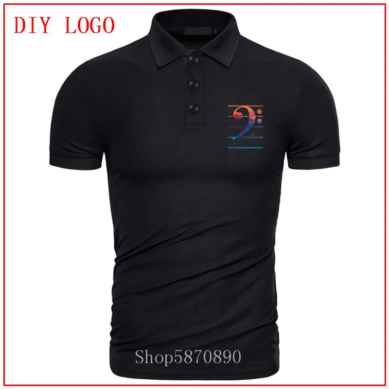 Модная стильная цветная рубашка поло с изображением баса и ключа мужские