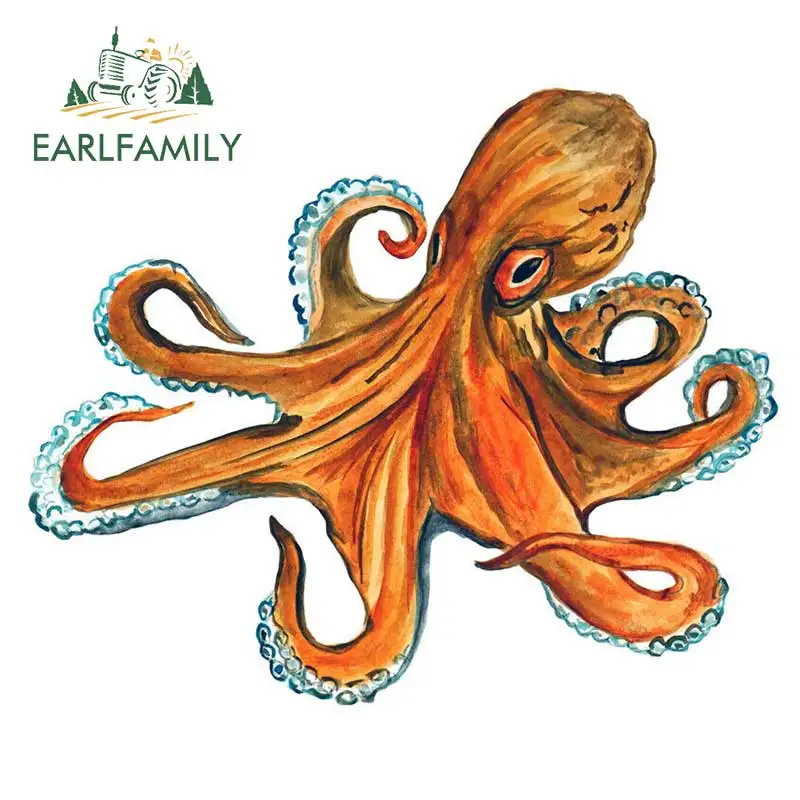 EARLFAMILY 13 см x 10 7 осьминог Кальмар виниловые наклейки для окон Пляж Морская жизнь