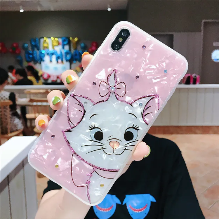 Мягкий чехол для телефона с блестками и бриллиантами Marie Cat для iphone6, 6s, 7, 8 plus, X, XR, XS, MAX, милый чехол с рисунком для девочек, высококачественный чехол