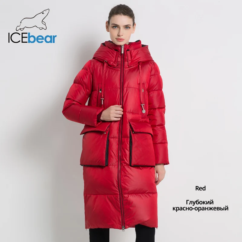 ICEbear2019 Новое зимнее женское пальто Большой карманный женский пиджак Стильное женское пальто Длинная женская одежда высокого качества с капюшоном Парки GWD19556 - Цвет: G336