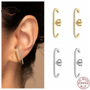 Серьги-гвоздики из серебра 925 пробы с фианитами