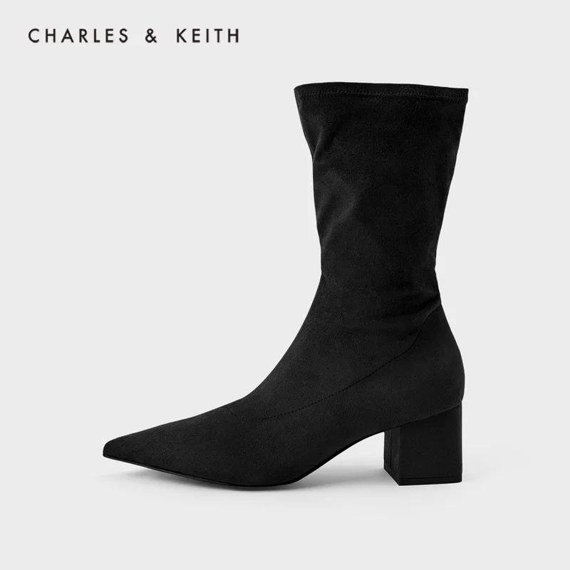 CHARLES＆KEITH Новинка на Осень 2020CK1 91680073Женские ботинки среднем каблуке Сплошной цвет