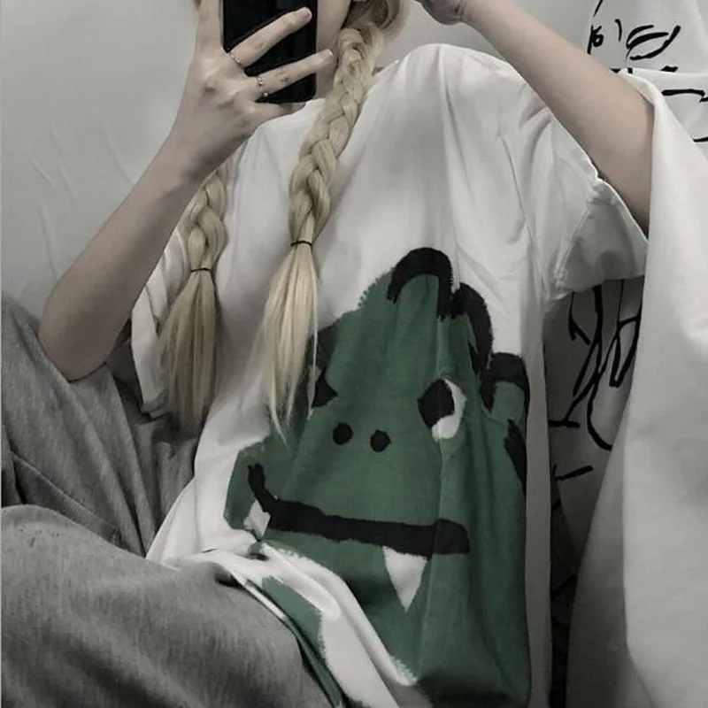 

Harajuku Style Women Top High Quality Print Short Sleeve Round Neck T shirt Feminina Casual Loose T shirts Women