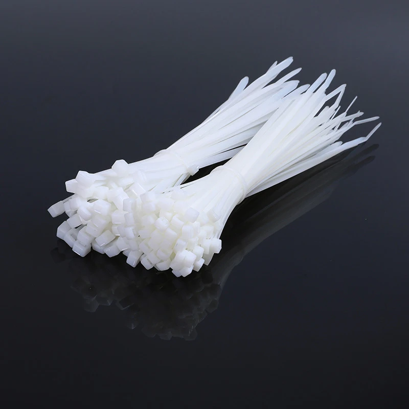 Самоблокирующиеся пластиковые нейлоновые стяжки 100 шт. черно белые кабельные