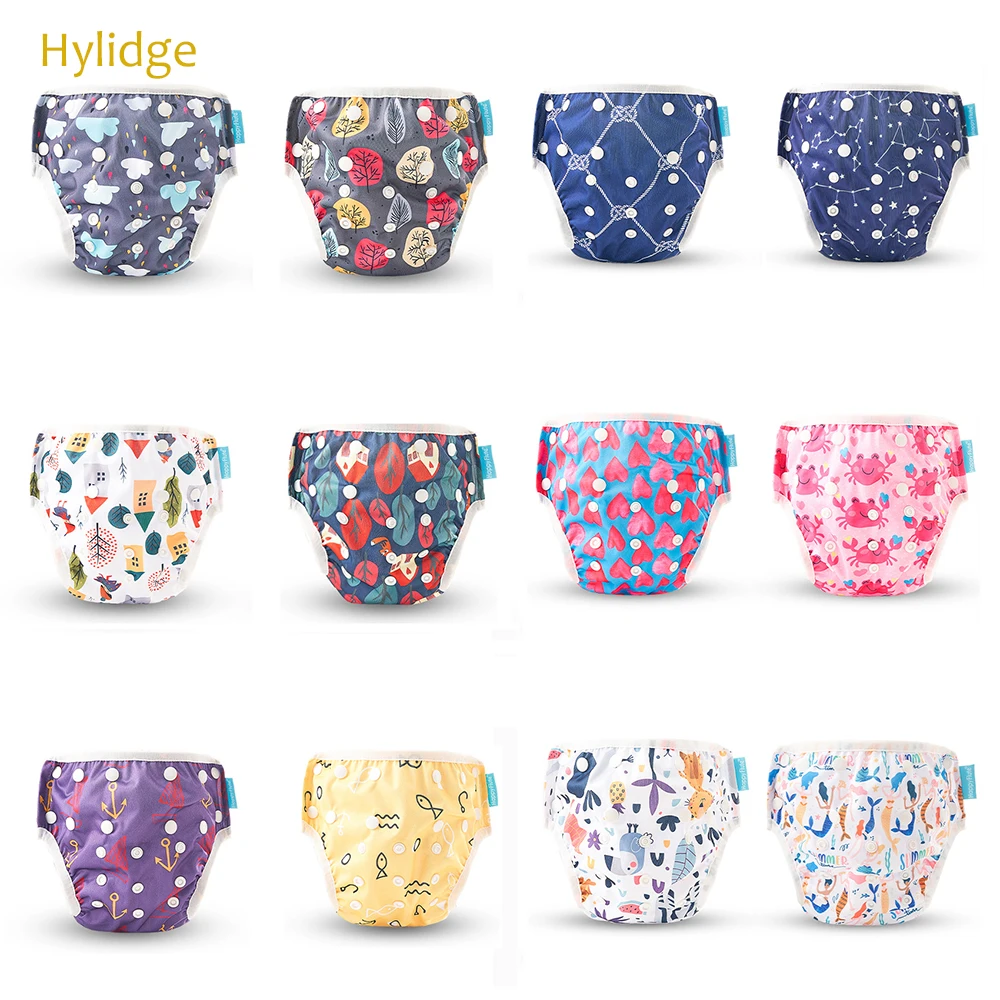 

Hylidge Soft Fiber Baby Swimming Diaper Printing Swim Pants Waterproof Adjustable Cloth Diapers Swimwear for Kids Pool Pants