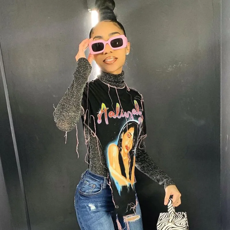 

Черно-белая ретро футболка большого размера с принтом букв, новинка 2021, Классическая футболка с коротким рукавом, повседневная одежда