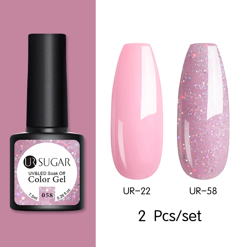 Ur Sugar 7,5 мл розовое золото блестящий Гель-лак для ногтей розовый Цвет гель-блестки для ногтей искусство замочить от УФ-гель-лака УФ светодиодный - Цвет: Set 9