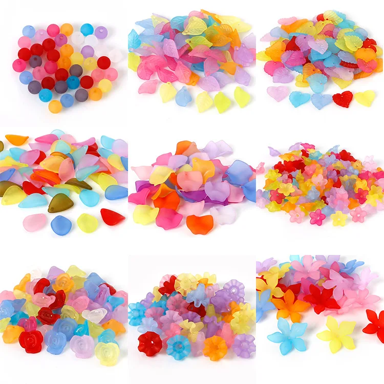 

DIY Accessories Material Frosted Acrylic Flower Petals round Beads Leaves Hairpin Hairpin Ornament Headdress Material