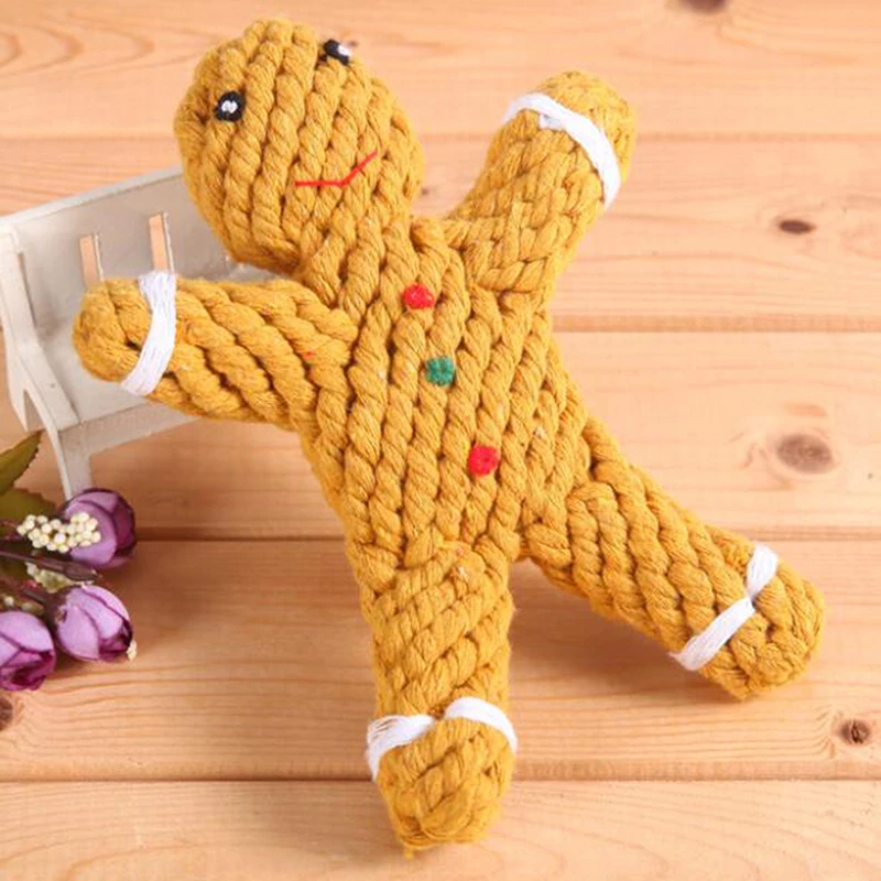

2021 New Pet supplies gingerbread man cotton rope making dog bite-resistant tooth cleaning toys pet toys