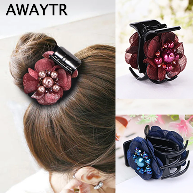 AWAYTR заколки для волос Краб Простые ретро зажимы пластиковые зубчатые цветок