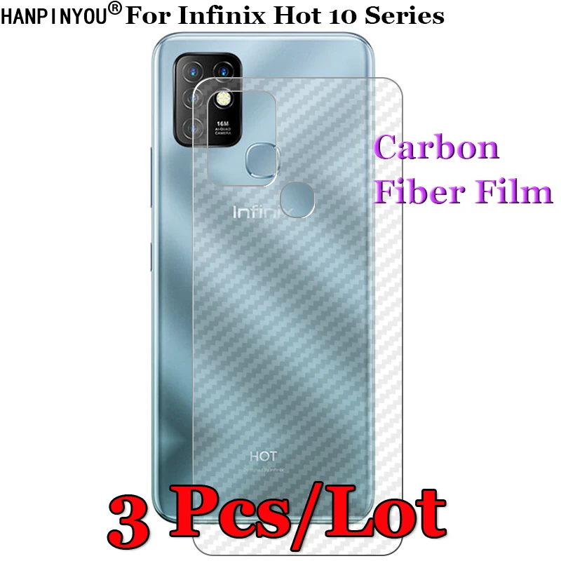

3 Pcs/Lot For Infinix Hot 10 Hot10 10T 10s NFC 3D Non-slip Clear Carbon Fiber Back Film Screen Protector Protective Sticker