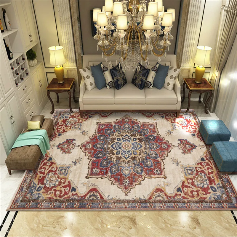 

New Vintage Morocco Living Room Carpet Bedroom Area Rugs Parlor Sofa Tea Table Mat Study Rugs Children Persian Style Carpet CF