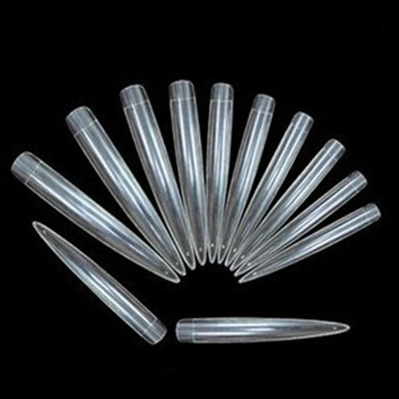 12pcs/pack Long Stiletto Sharp Ending Half Cover French Salon False Tips Acrylic Nail Art DIY Tools Supply