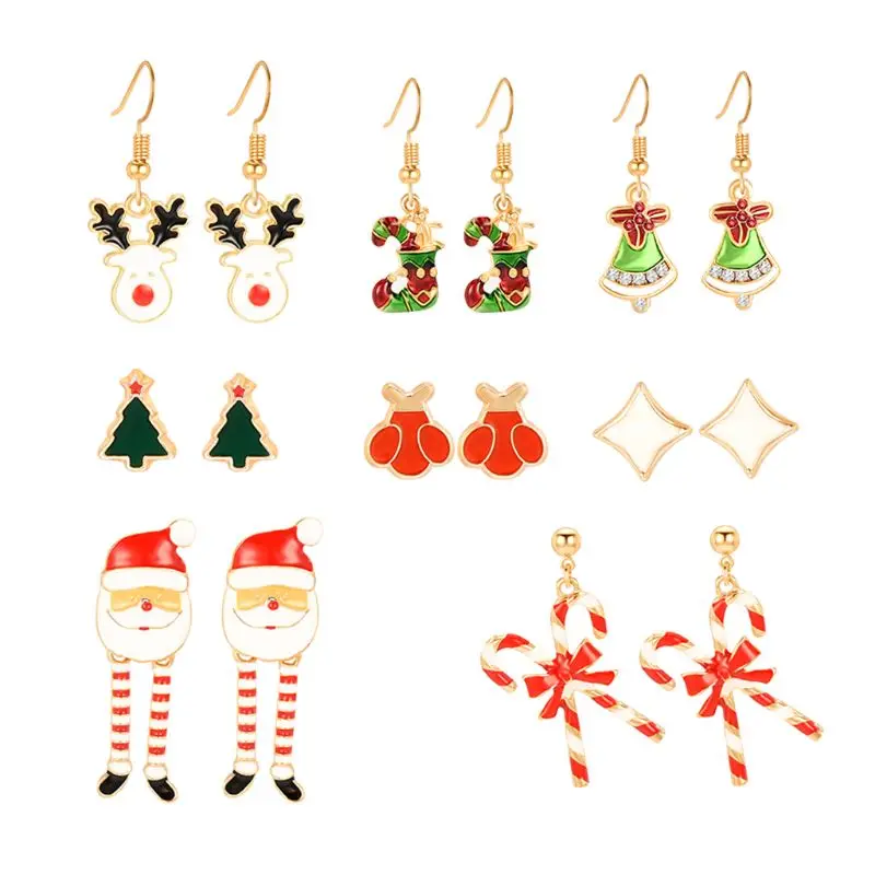 

9 Pairs Women Christmas Earring Studs Christmas Gifts for Girls Holiday Jewelry