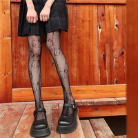 summer punk hottie black pantyhose kitty cat pattern fishnet stockings ins style harajuku hosiery nylon womens tights