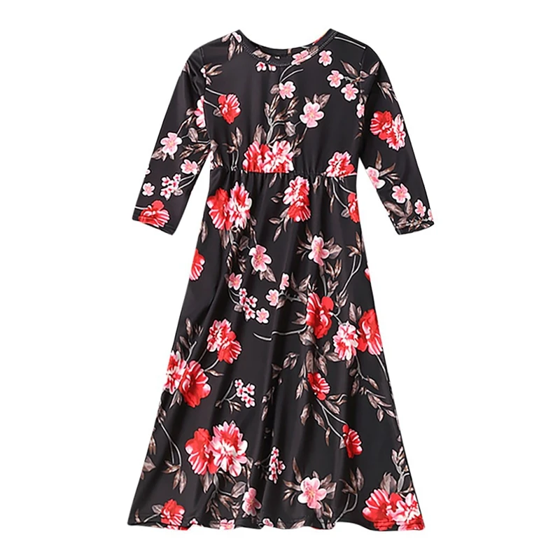 Платье для родителей и ребенка Одежда мамы дочки Платья с цветочным принтом