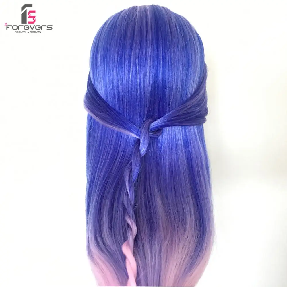 

24" Colourful Hairdressing Styling Training Head Mannequin Doll Clamp Blue Pink + Free Clamp