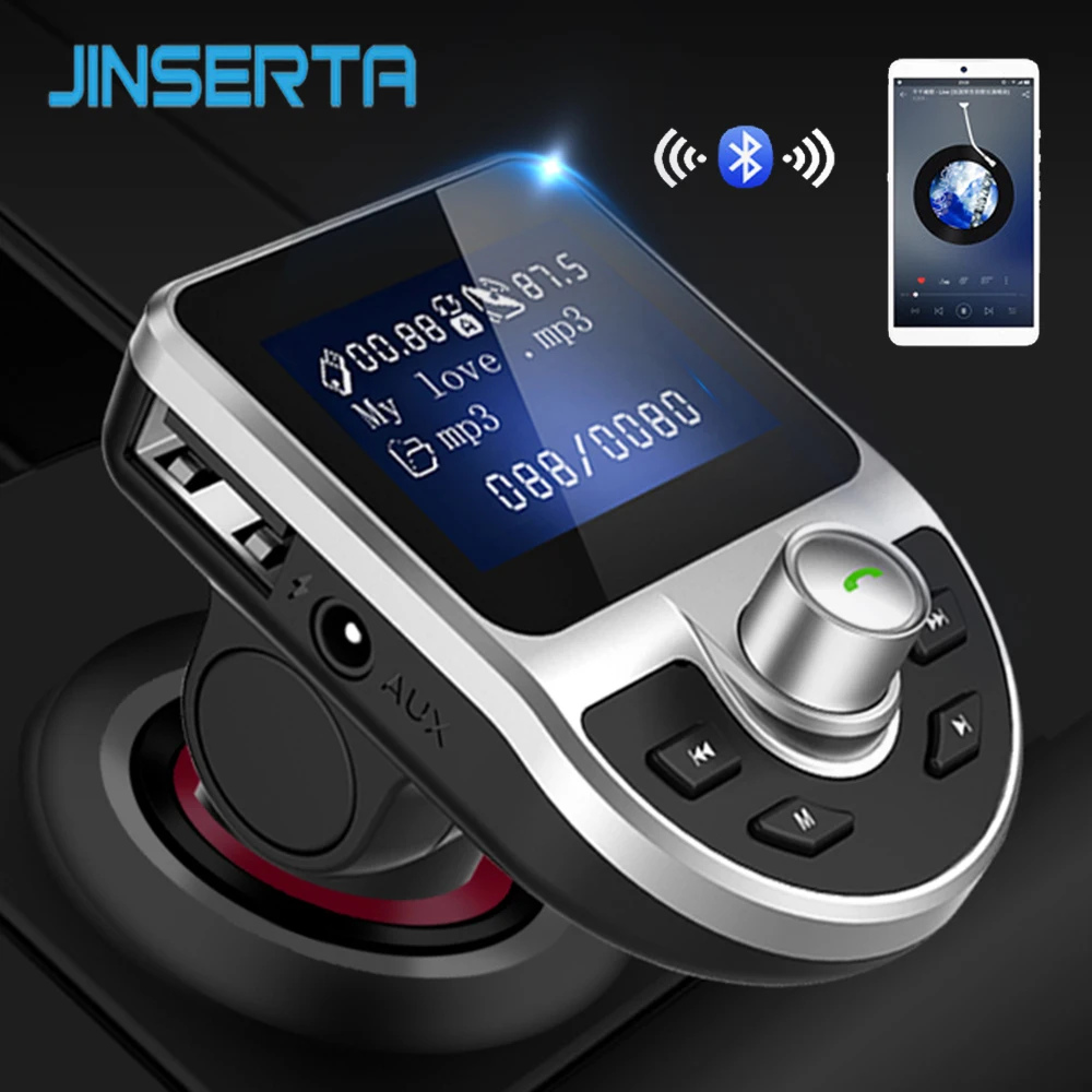 JINSERTA Handsfree автомобильный Bluetooth fm-передатчик модулятор AUX вход/выход воспроизведение музыки 3.1A двойной USB зарядное устройство с TF/U диск Play