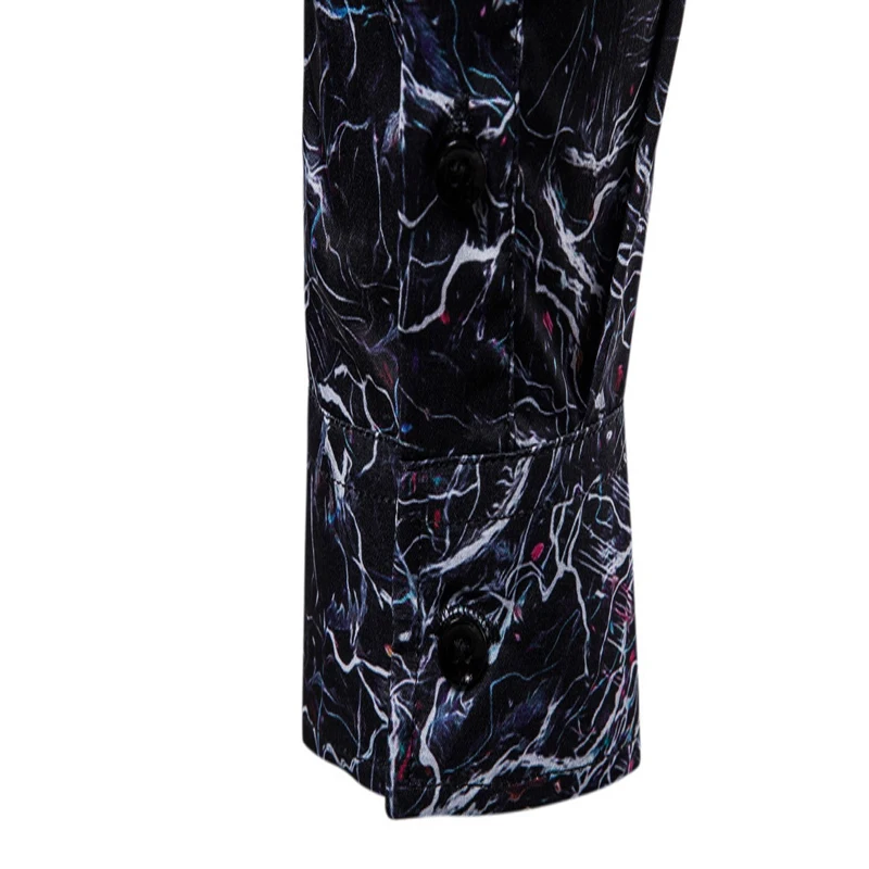 

Punk Style Men's Long Sleeve Shirts Paint Digital Print Turn-down Collar Shirt Men Brand Cotton Slim Fit Party Camisa Masculina