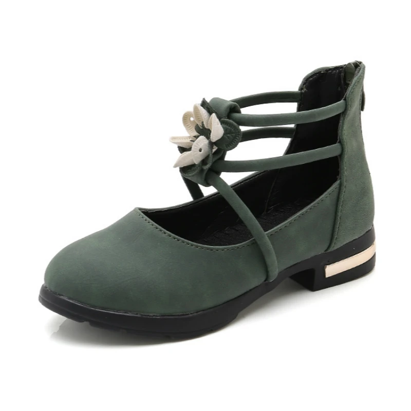 Туфли детские с цветами для девочек обувь танцев и шоу принцесс бежевые розовые