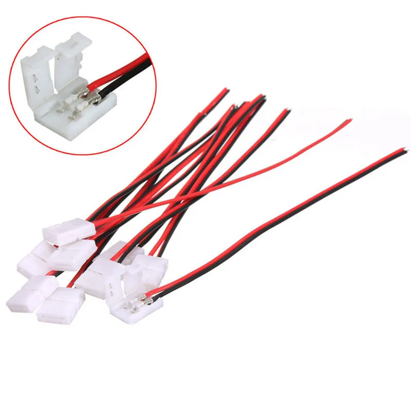 

NEW 10Pcs PCB Cable 2 Pin LED Strip Connectors 3528/5050 8m/10mm Width PCB Ribbon Single Color Adapter Wholesale