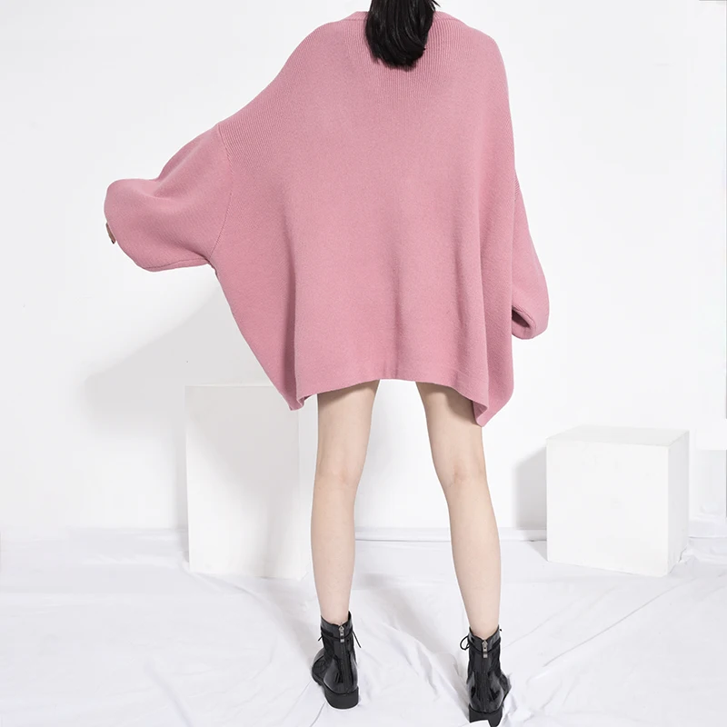 

[EAM] Oversized Long Knitting Sweater Loose Fit Round Neck Long Sleeve Women Pullovers New Fashion Autumn Winter 20211Y19011