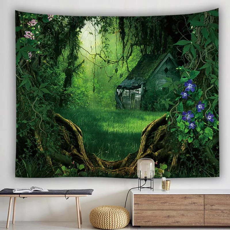Настенный гобелен с цветами в каюте Ковер лесу богемный декор домашний для