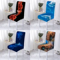 sea creatures stretch chair covers dinner room anti dirty kitchen seat cover 1pc high living spandex chair slipcover chairs k