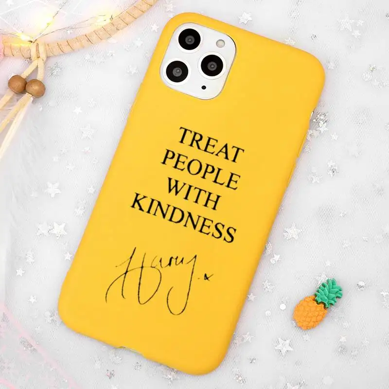 

Harry Styles Treat People With Kindness Phone Case Candy Color Yellow for iPhone 11 12 pro XS MAX 8 7 6 6S Plus X 5S SE 2020 XR