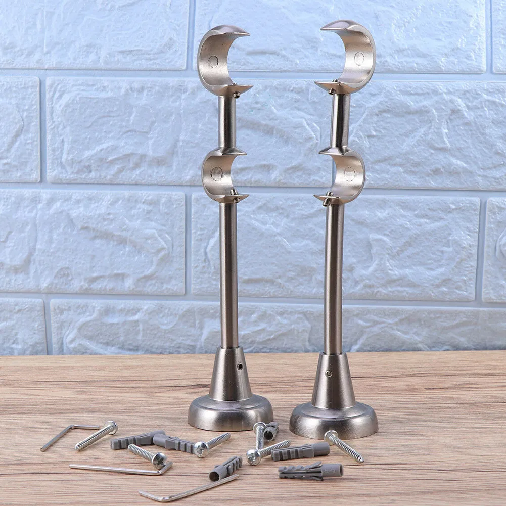 

20mm/25mm Double Curtain Rod Brackets Drapery Pole Holder Home Wardrobe Tube Support Bracket Clothes Hanging Rod Holder