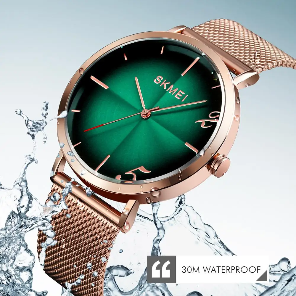

SKMEI Fashion Business Men's Quartz Wristwatches Steel Mesh Belt Luxury Analog Watches 9200 Waterproof Clock Relogio Masculino