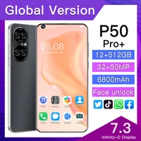 2021 new global version p50 pro 7 3 inch smartphone deca core 6800mah 16512gb dual sim full screen 4g 5g android mobile phone