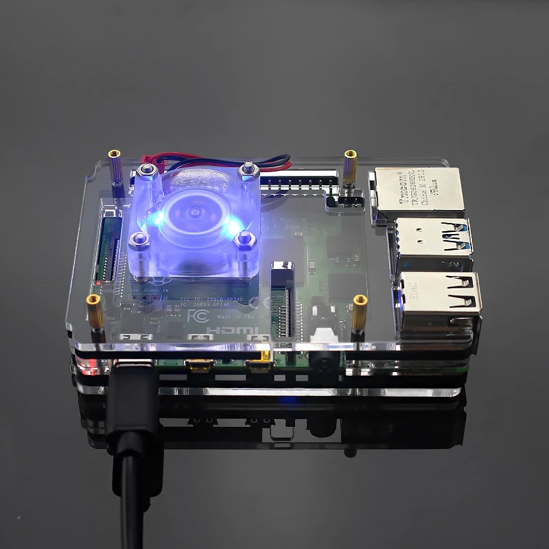 6 слоев Raspberry Pi 4 акриловый чехол прозрачный корпус с светодиодный вентилятор