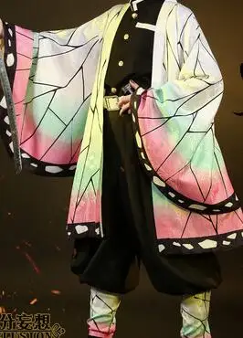 Kochou Shinobu Аниме «Demon Slayer Kimetsu no Yaiba Tokitou Muichirou Kochou Shinobu Kanroji Mitsuri Tsuyuri Kanawo»; костюм для косплея; боевой костюм - Цвет: Kochou Shinobu