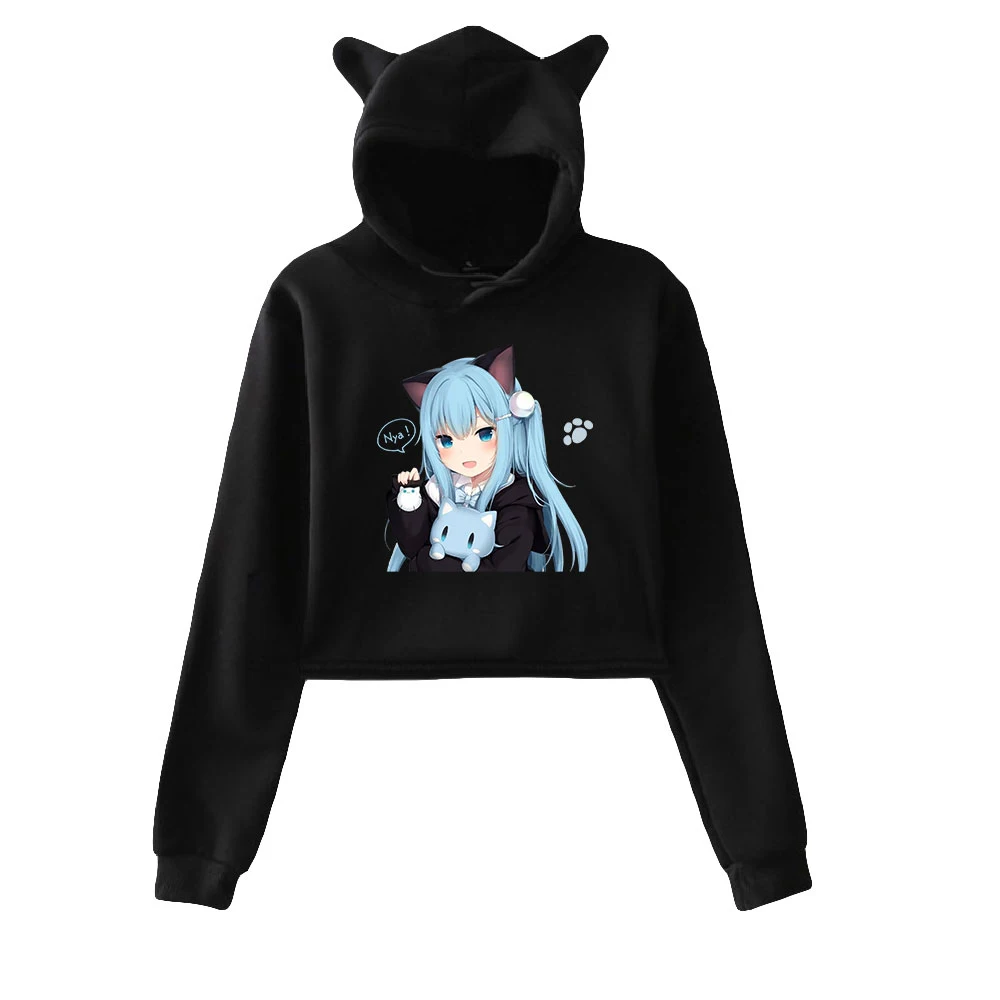 

2021 Cat Printing Nekoha Shizuku 2D Print fashion Cat ears Top Women Hoodies Sweatshirt Sexy clothes 1