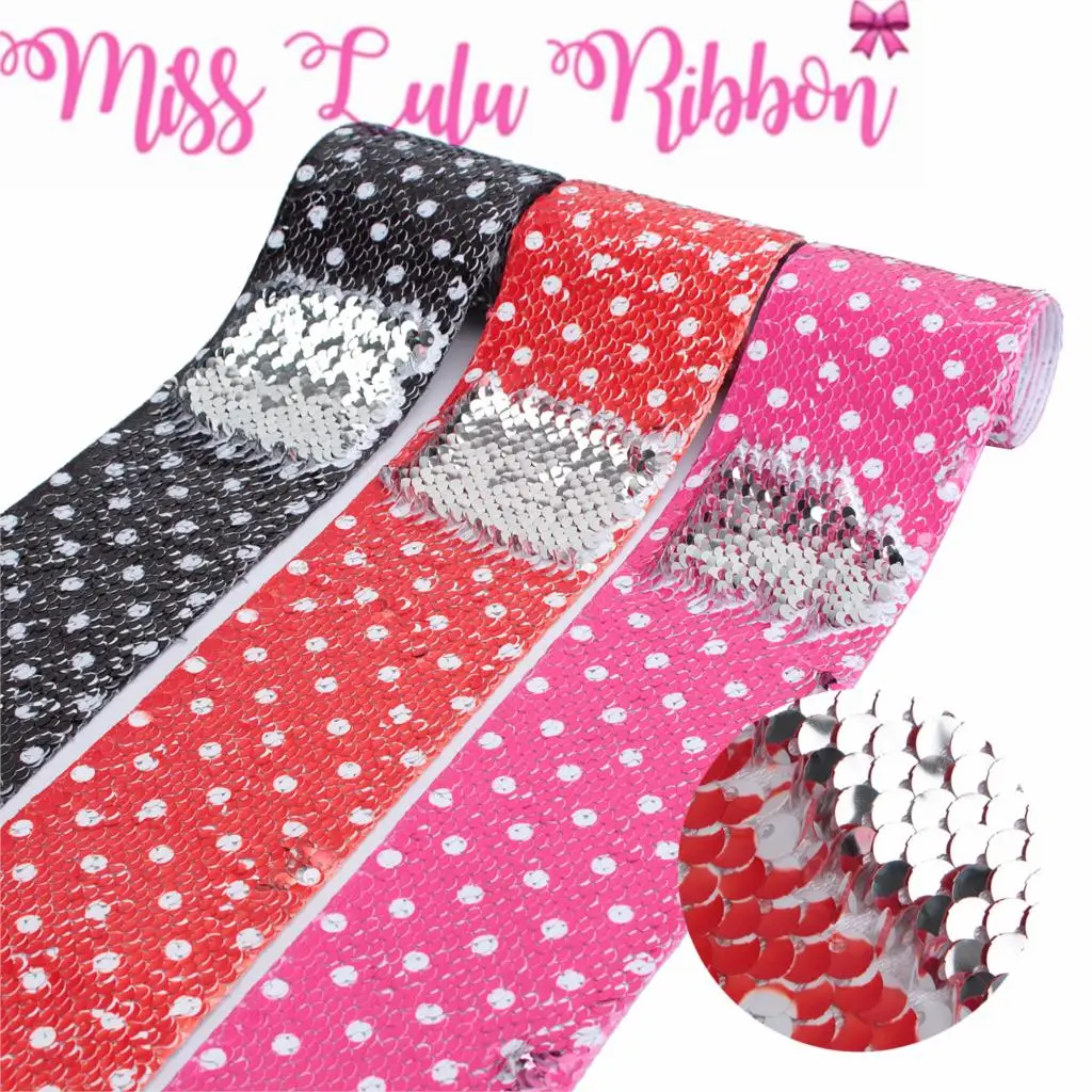 3&quot75mm White Dot Double Reversible Silver Sequin Ribbon DIY Party Gift Bowknots Hair Band Merry Christmas 46yards/roll | Дом и сад