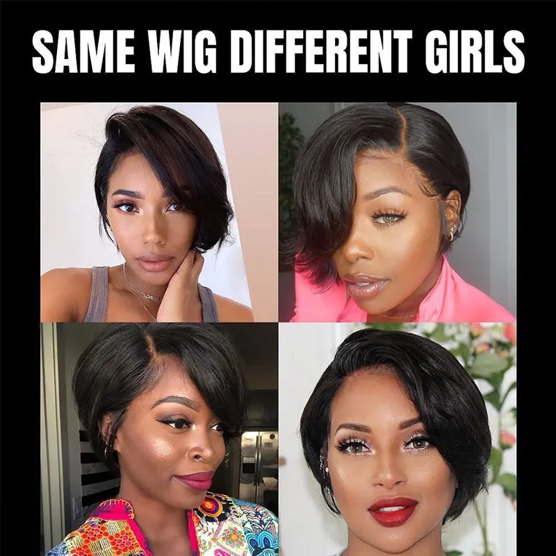 Women's Brazilian Straight Pixie Cut Wig - Allove P1B27 Lace Front Short Bob Human Hair Wig image 2