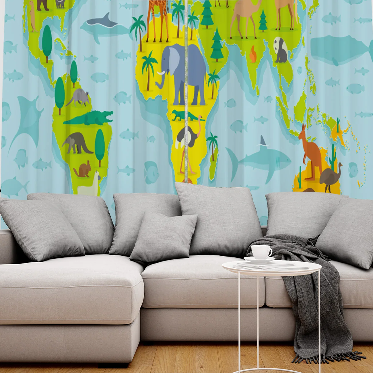 Оконные шторы с мультяшными животными занавески для гостиной декоративные