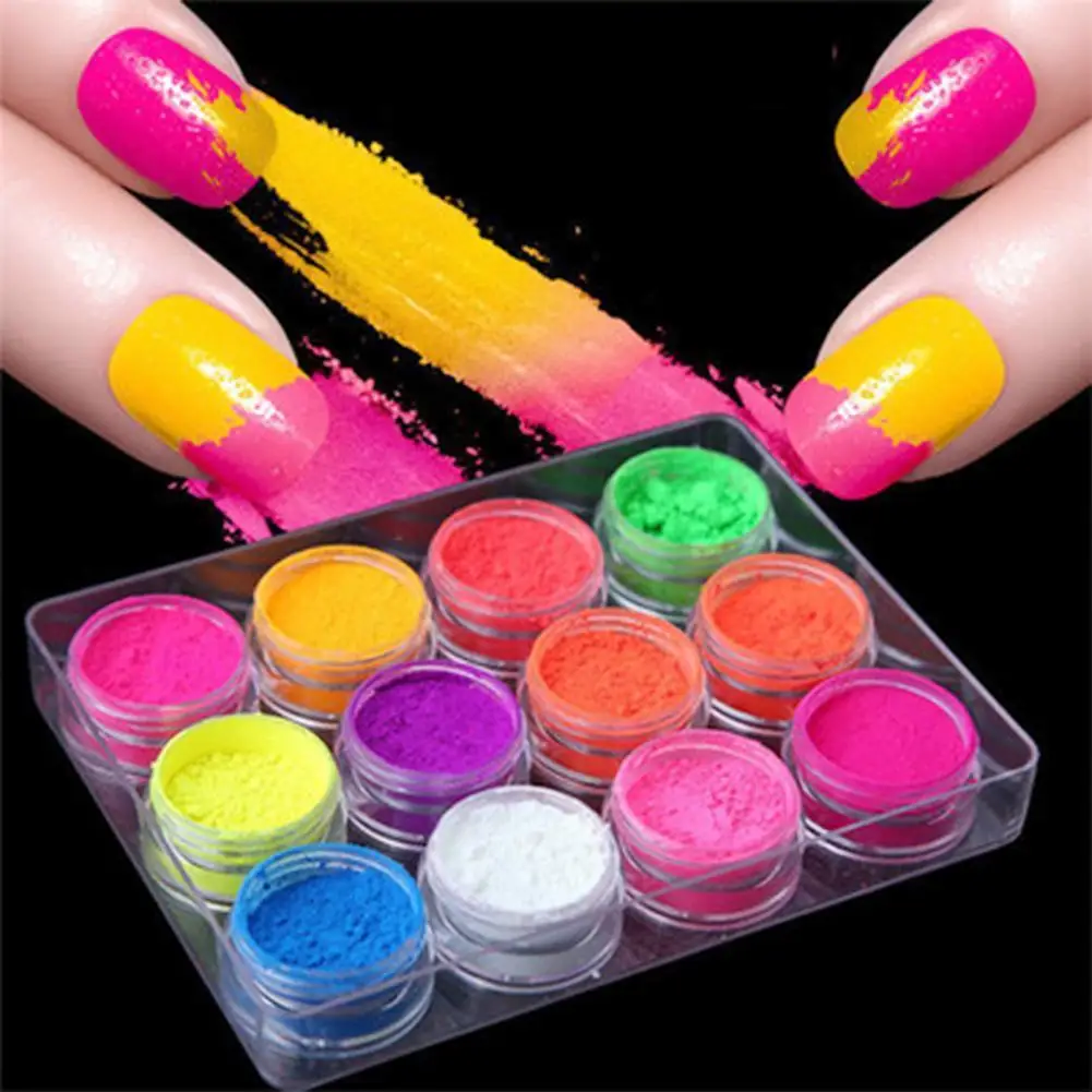 

Nail Gel Polish 12 Colors Manicure Phosphor Powder Fluorescent Nail Polish Tool