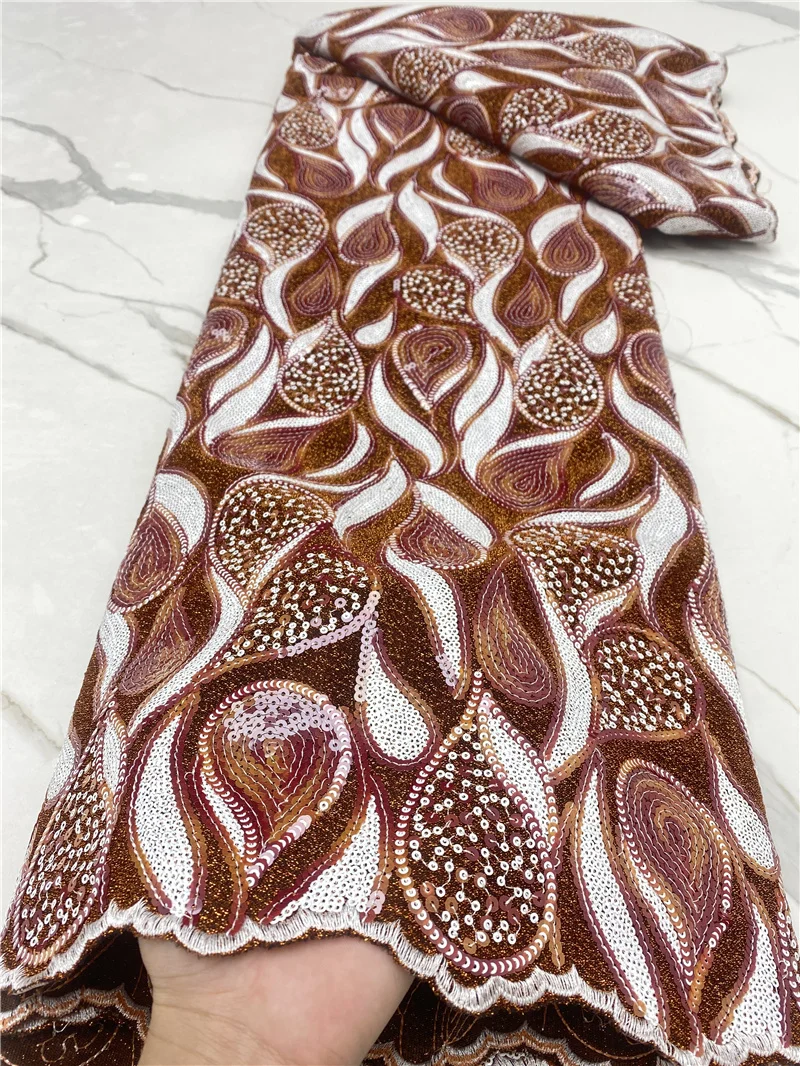

Высококачественная нигерийская бархатная кружевная ткань PGC 2021, вышитая французская африканская кружевная ткань с блестками, тканевая тка...