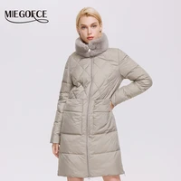 miegofce 2021 winter women long cotton jacket luxury classic coat stand up rex rabbit fur collar coat winter long parkas d21682