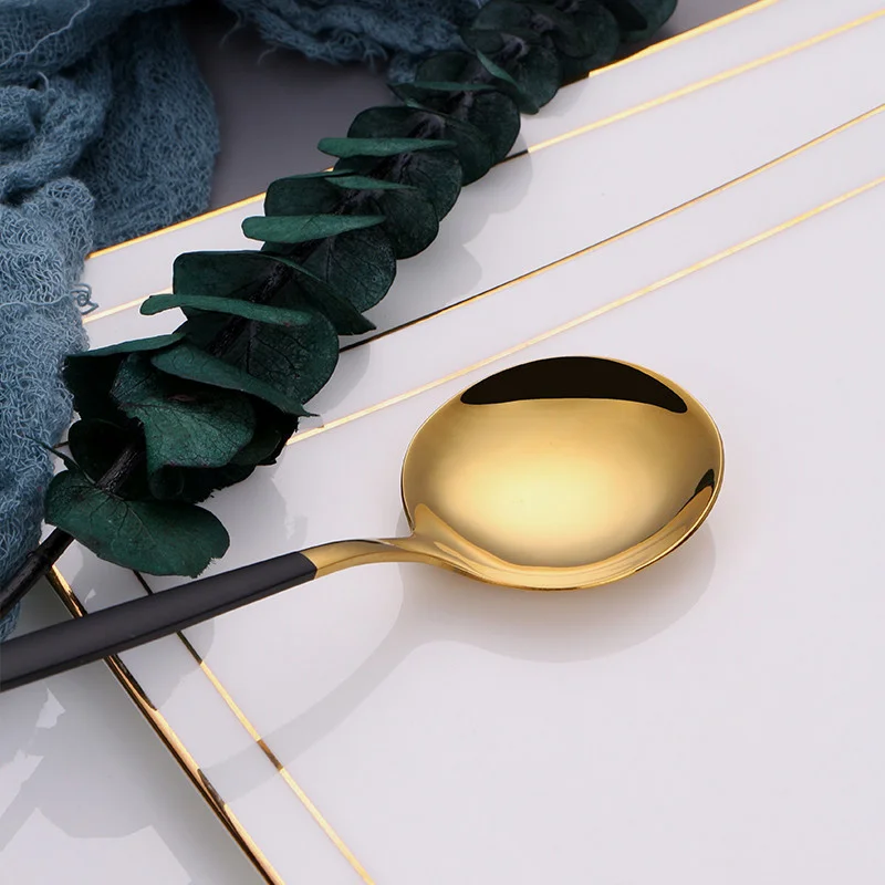 

Stainless Steel Dinnerwware Black Gold Cutlery Set Dinning Flatware Gold Fork Spoon Knife Set Rainbow Utensils Set Dropshipping