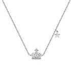 Ожерелье с блестящей хрустальной короной для женщин, цепь в Корейском стиле, простое дизайнерское ожерелье для девушек, подарок на день рождения