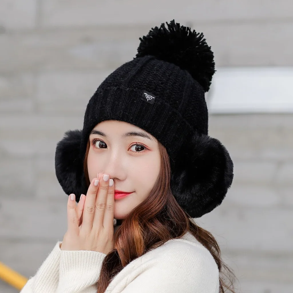 2019 зимняя вязаная шапка s для женщин теплая флисовая внутренняя шапочка девочек с