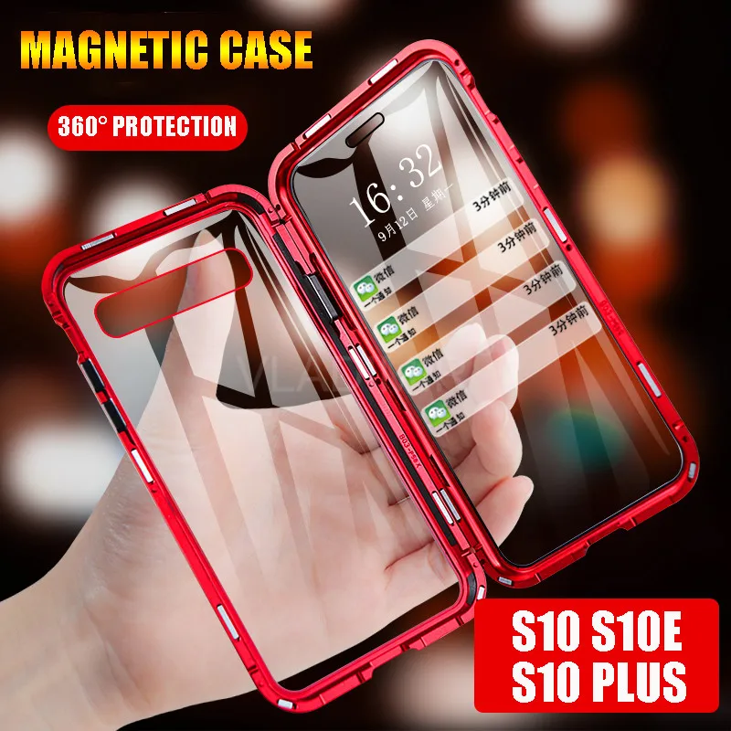 360 Полное покрытие Передняя металлическая рамка + Задняя стеклянная Магнитная