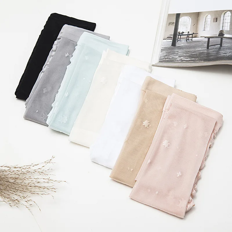 Милые летние колготки в горошек с бантом для девочек детские чулки танцев тонкие