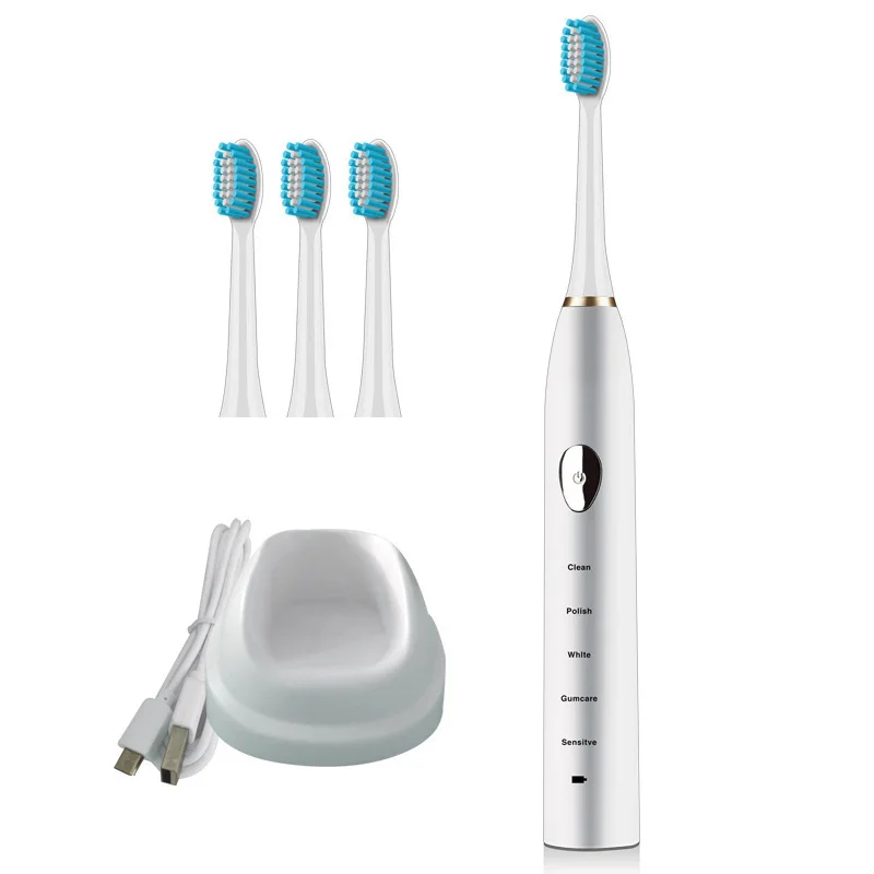 Ultrasonic Electric Toothbrush Sonic with 4 Tips Cleaning Advanced Safeguard IPX7 Waterproof Oral Health Care | Бытовая техника