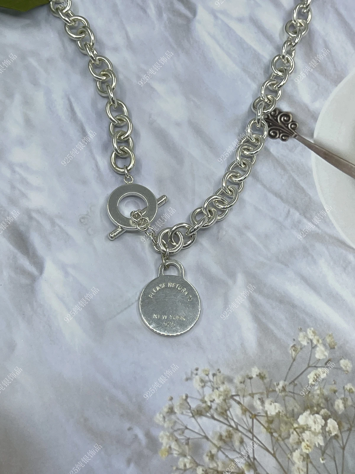 

S925 pure silver 2021 classic men and women fashion TO the circular pendant necklace